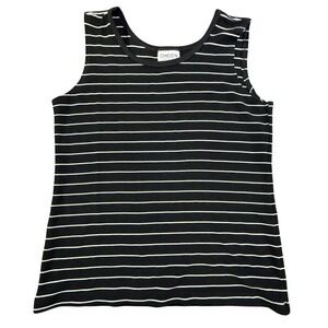 Chico's Travelers Tank Top Black White Striped Sleeveless Knit Size 1
